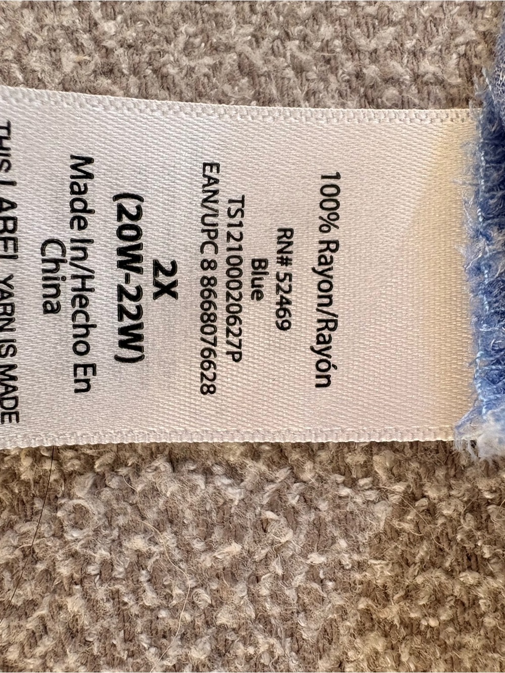 Size 20W Terra & Sky Light Blue Speckled V-Neck Tunic - Picture 9 of 12